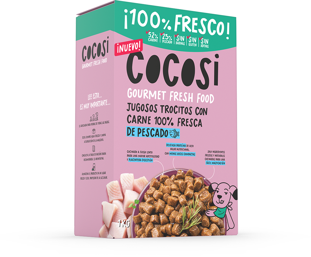 Cocosi semihúmedo - Trocitos de carne para perros - pescado