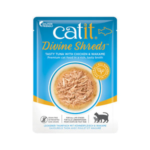 Catit Divine Shreds - Sopa de atún con pollo y wakame