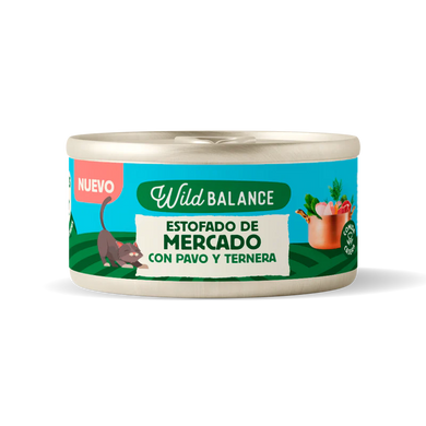 Wild Balance - Lata Estofado de Mercado - Pollo, pavo y ternera para gatos