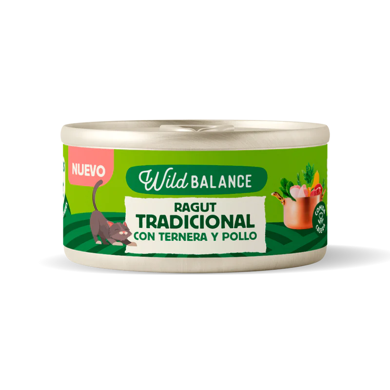 Wild Balance - Lata Ragout Tradicional - Pollo y ternera para gatos