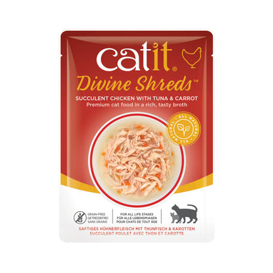 Catit Divine Shreds - Sopa de pollo con atún y zanahoria