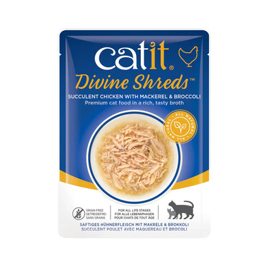 Catit Divine Shreds - Sopa de pollo con caballa y brócoli