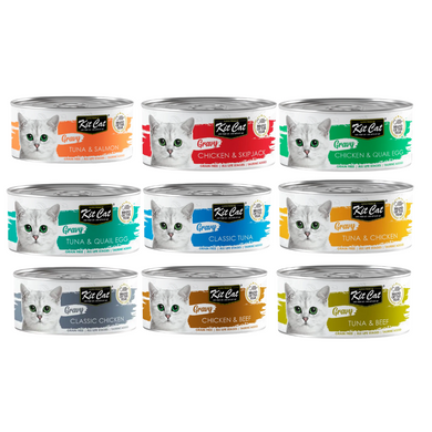Kit Cat Gravy - Latas de comida húmeda en salsa para gatos