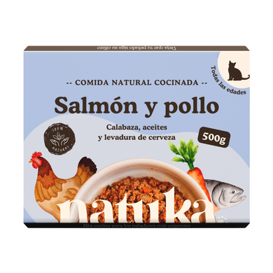 Natuka - Menú Cocinado de Salmón y Pollo para gatos