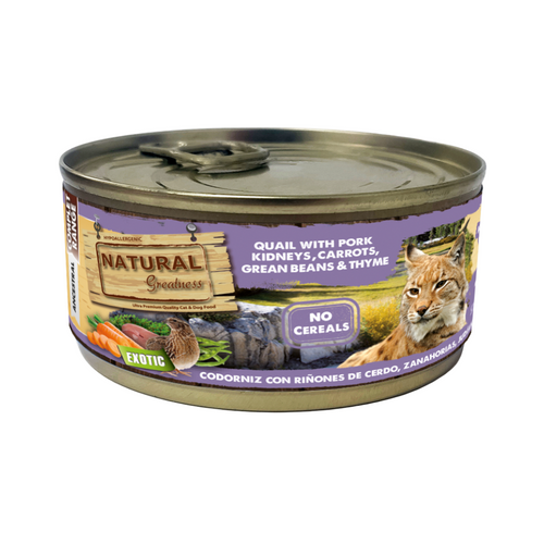 Natural Greatness lata gato esterilizado - codorniz con riñones de cerdo