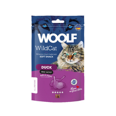 Woolf Wildcat - Snacks semihúmedos de pato para gatos
