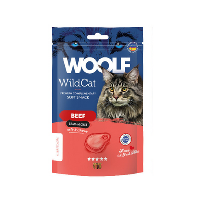 Woolf Wildcat - Snacks semihúmedos de ternera para gatos