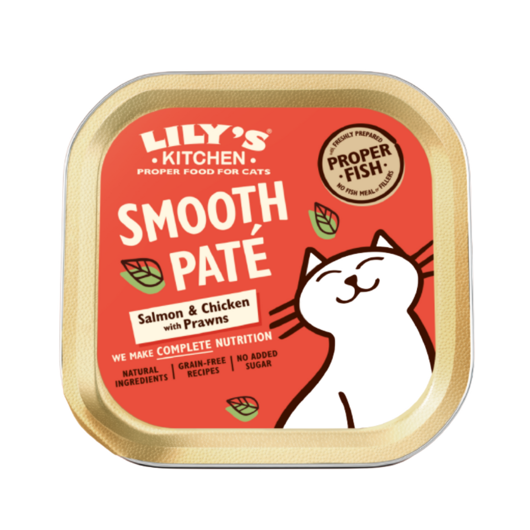 Lily's Kitchen Smooth Paté para gatos - Tarrina de salmón y langostinos
