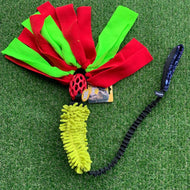 Motivador triple: mopa, pelota y cintas de lana